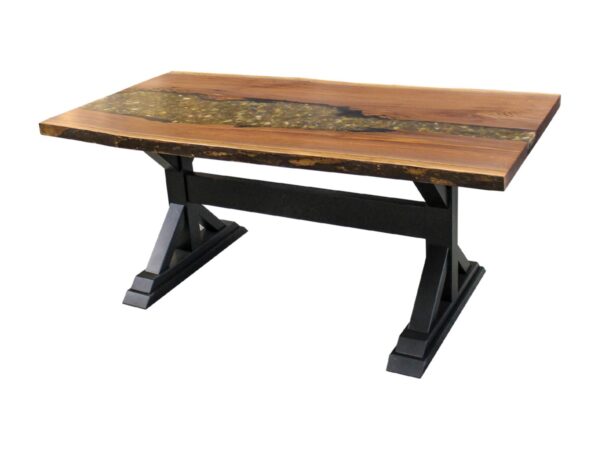 Walnut River Table with River Stones
