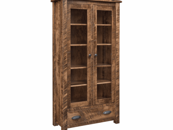 El Paso Bookcase w/ Full Length Glass Doors and Drawer