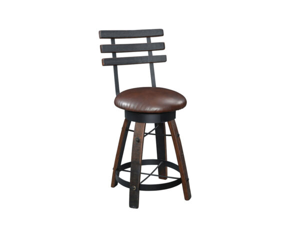 Deluxe Whiskey Barrel Barstool with Swivel