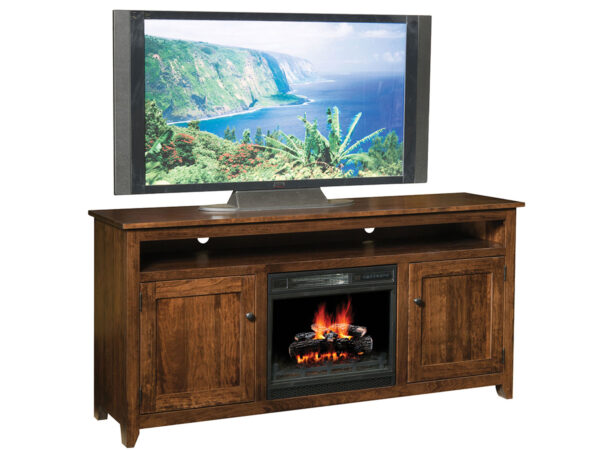 Modern Mission TV Stand With Fireplace - 70"W
