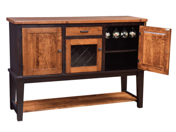 Settlers Buffet With Wine Rack and Shelf