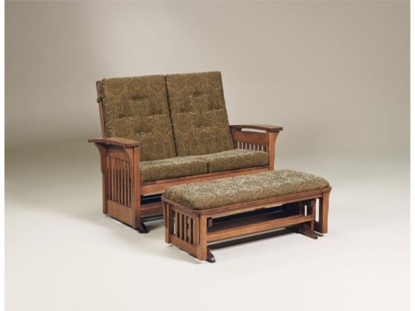 Bow Arm Slat Loveseat Glider