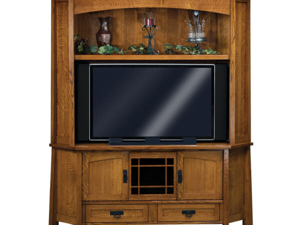 Modesto Media Corner Console With Hutch