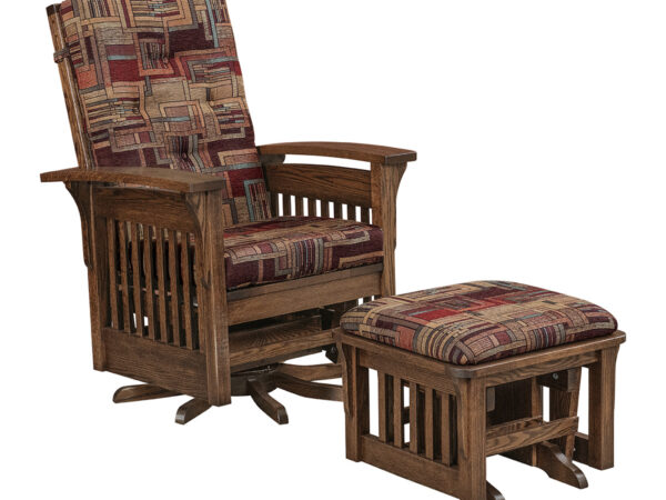 Bow Arm Slat Glider Swivel with Ottoman