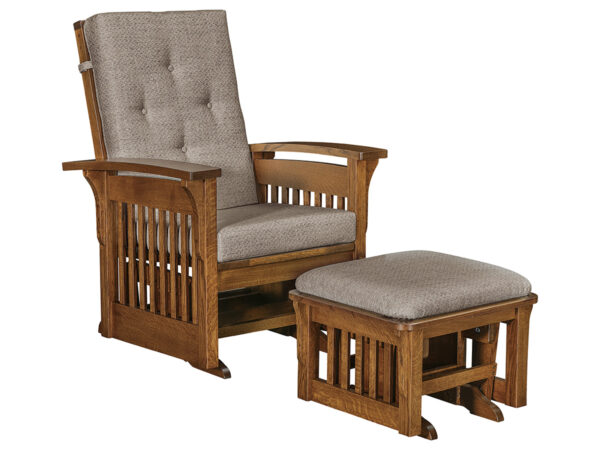 Bow Arm Slat Glider W/ Ottoman