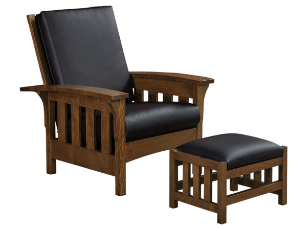 Bow Arm Slat Morris Chair with Footstool