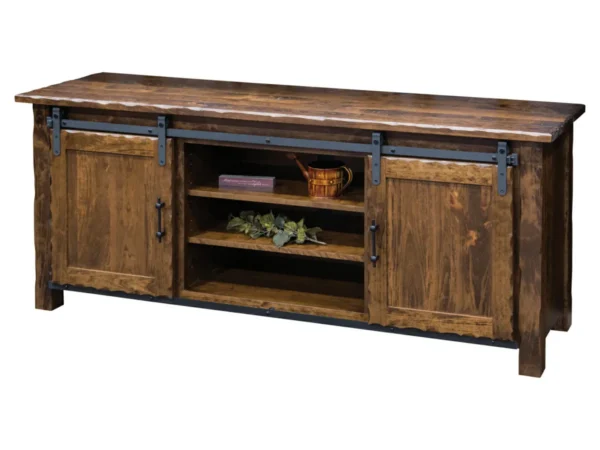 Hand Hewn TV Stand with Sliding Door - 70"W