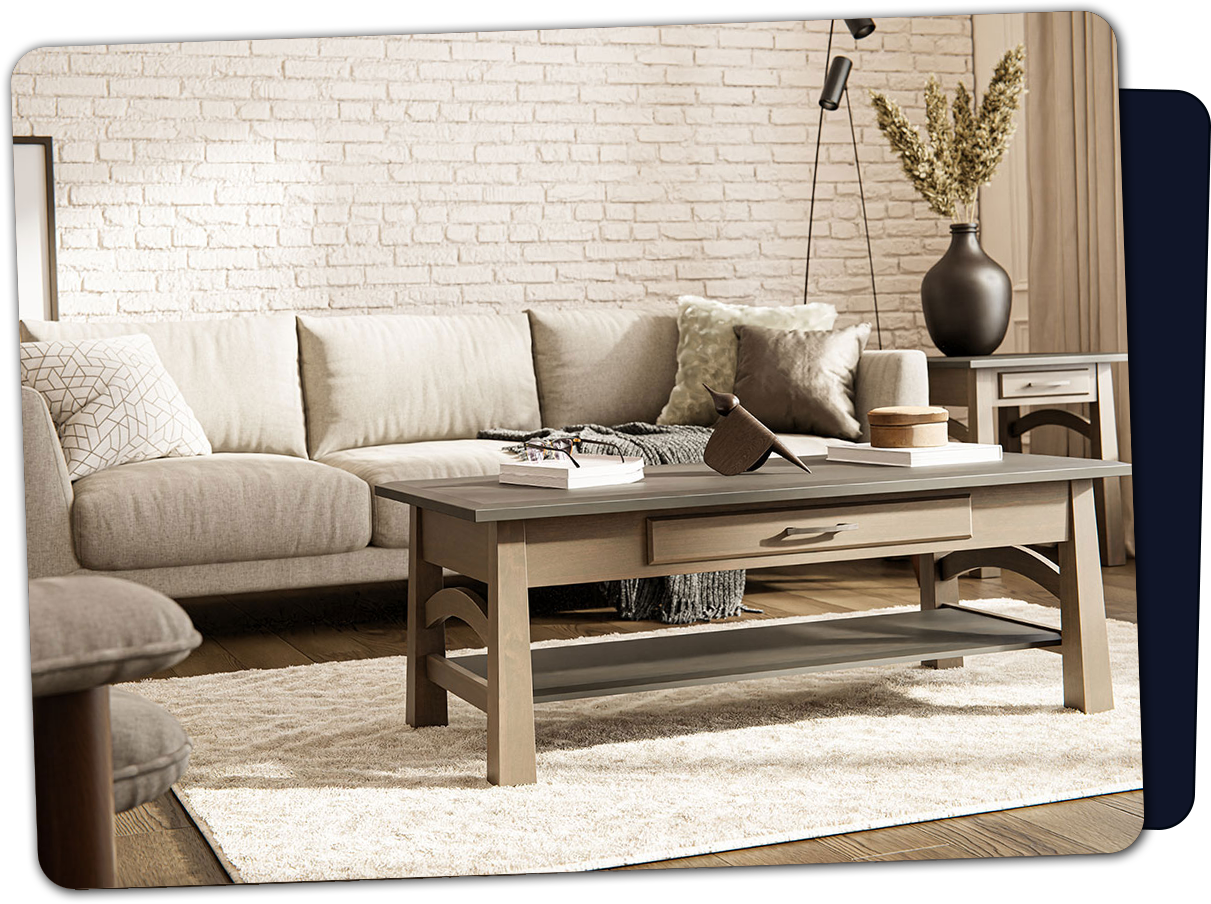 Solid wood dining room furniture with trestle table, bench, upholstered chairs, and buffet