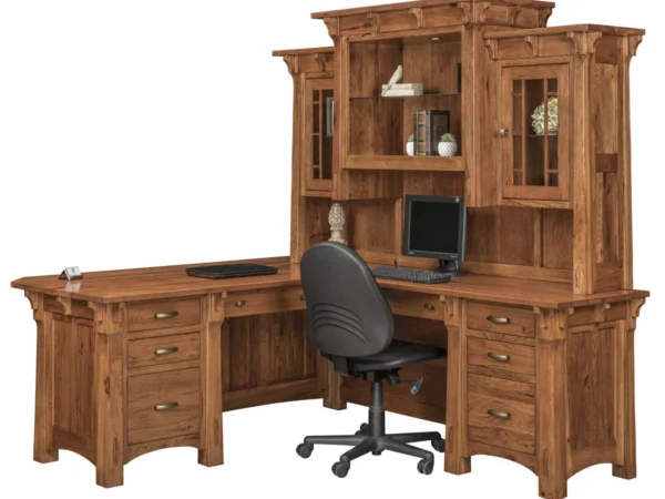 Manitoba Corner And Return Desk With Hutch - 79"W